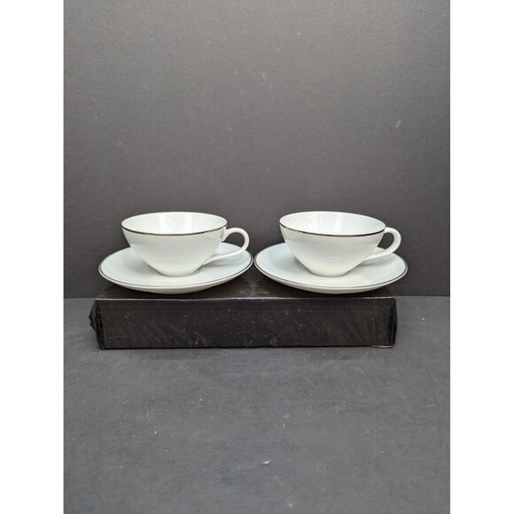 Royal M by Mitashoten Platinum Knight M109 Teacup and Saucer Set of 2 - Picture 1 of 11